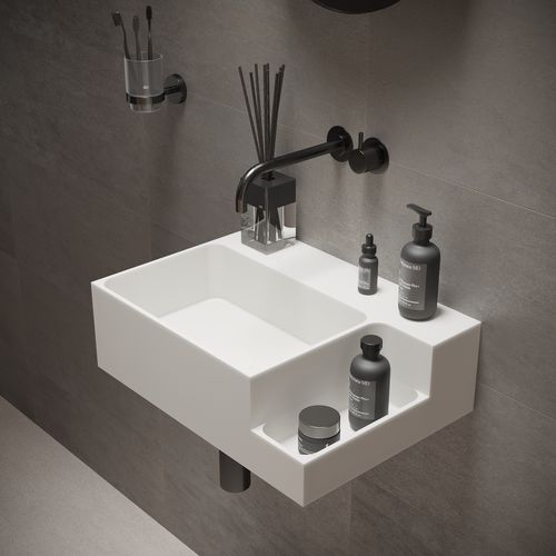 Vasque suspendue - 290274 SOLIDDUAL 1.0 - IDEAVIT B.V - en Solid Surface / avec étagère intégrée / rectangulaire
