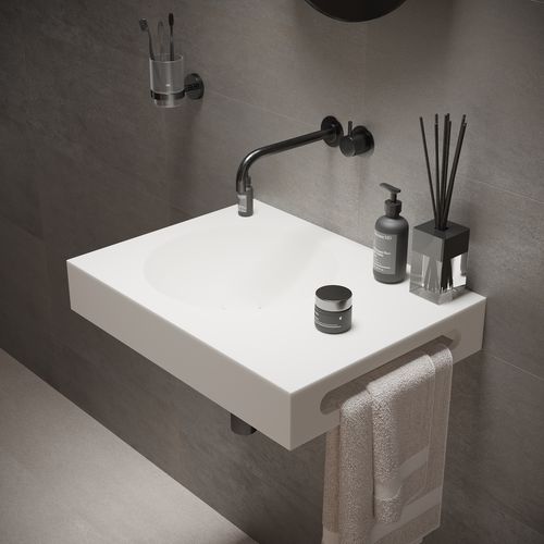 Vasque suspendue - 280285 SOLIDNEXT - IDEAVIT B.V - en Solid Surface / avec plan intégré / avec porte-serviettes intégré