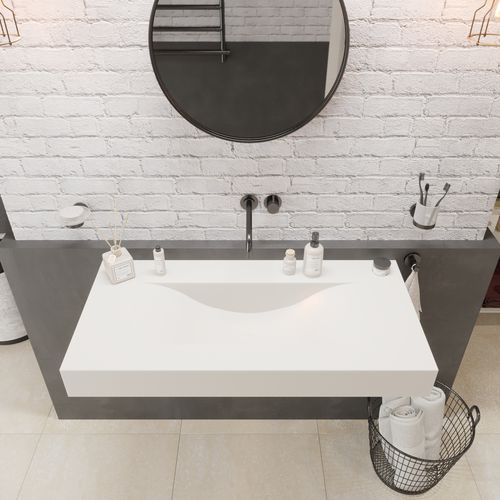 Vasque suspendue - 290273 SOLIDVOLO-100 - IDEAVIT B.V - en Solid Surface / avec plan intégré / rectangulaire