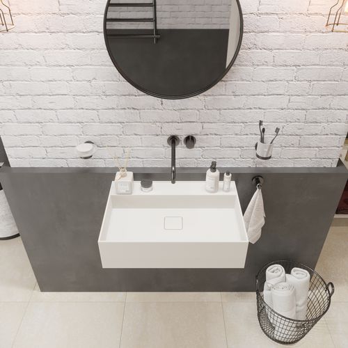 Vasque suspendue - 290281 SOLIDBLISS-60 - IDEAVIT B.V - en Solid Surface / rectangulaire / 1 trou