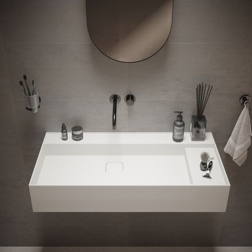 Vasque suspendue - 290282 SOLIDBLISS-90 WM - IDEAVIT B.V - en Solid Surface / rectangulaire / sans trou