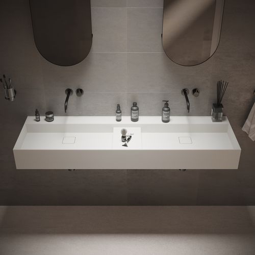 Vasque suspendue - 290284 SOLIDBLISS-150D - IDEAVIT B.V - en Solid Surface / avec plan intégré / double