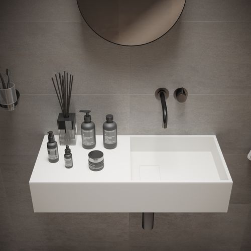 Vasque suspendue - 280174 SOLIDPLAN-75 - IDEAVIT B.V - en Solid Surface / avec plan intégré / rectangulaire