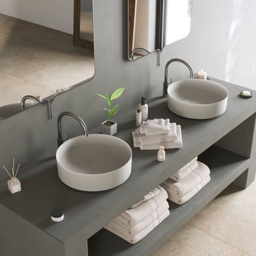 Vasque à poser - 290278 SOLIDFLOAT-40 - IDEAVIT B.V - en Solid Surface / ronde / sans trou