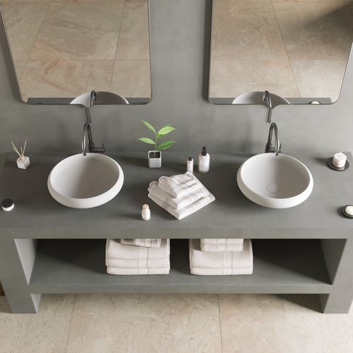 Vasque à poser - 280180 SOLIDEGO-40R - IDEAVIT B.V - en Solid Surface / ronde / sans trou