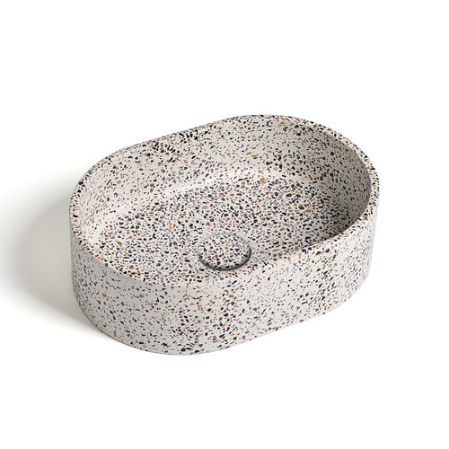 Vasque sur pied - 290291-Ε5 IDEA.ROCK-Ε5 - IDEAVIT B.V - en terrazzo / ovale / sans trou