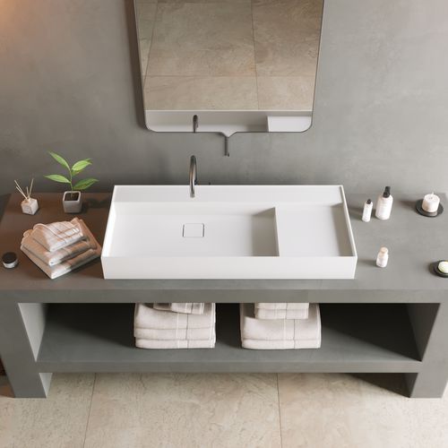 Vasque à poser - 290341 Solidbliss-100FS - IDEAVIT B.V - en Solid Surface / avec plan intégré / rectangulaire
