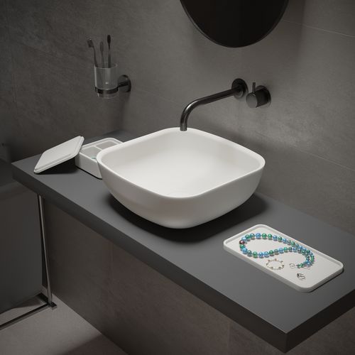 Vasque à poser - 290353 Solidpool-35 - IDEAVIT B.V - en Solid Surface / carrée / sans trou