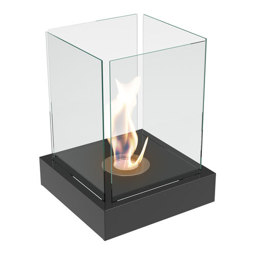 Brûleur au bioéthanol en verre - TANGO4/CZARNY/T&Uuml;V - KRATKI - en acier / carré / contemporain