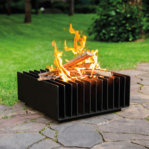 Brasero de jardin à bois - FIRE/ERIZO/40/40 - KRATKI - en acier / carré / noir