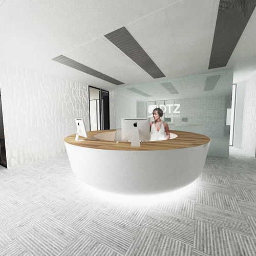 Banque d'accueil en arc de cercle - LE BON spol.s.r.o. - en Corian® / lumineuse