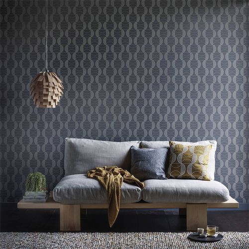 Papier peint contemporain - SHINKU - Scion - à motif géométrique / aspect tissu / gris