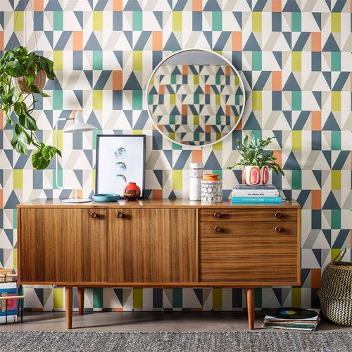 Papier peint contemporain - NUEVO - Scion - à motif géométrique / patchwork / aspect tissu