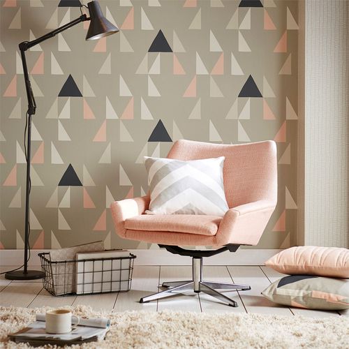 Papier peint contemporain - MODUL - Scion - à motif géométrique / jaune / rose