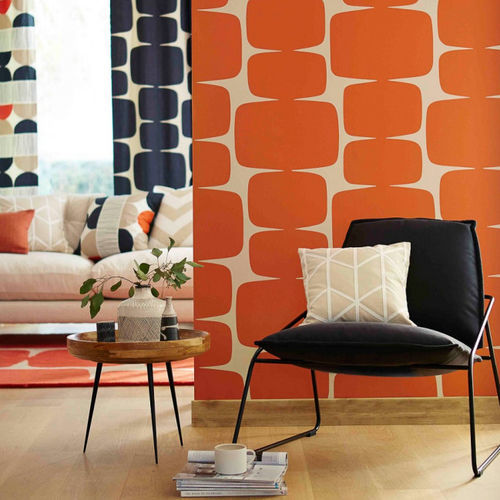 Papier peint contemporain - Lohko - Scion - à motif géométrique / blanc / orange