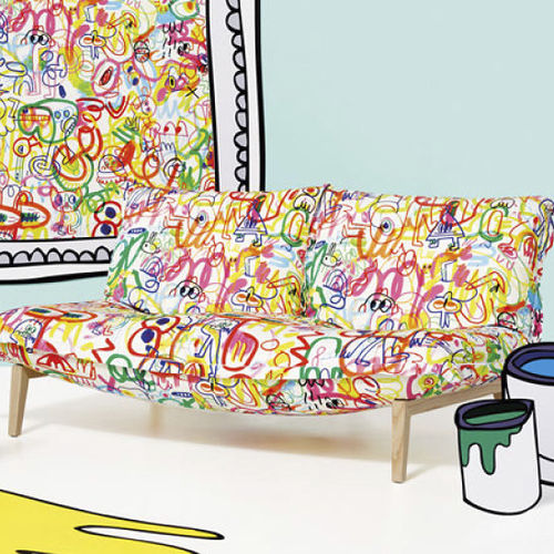 Tissu d'ameublement - RAINBOW SCRAWL - Kirkby Design - pour rideaux / à motif / en coton