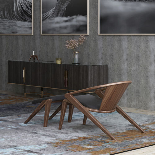 Fauteuil contemporain - P.R. LOUNGE - AROUNDtheTREE Design - en tissu / en cuir / en frêne