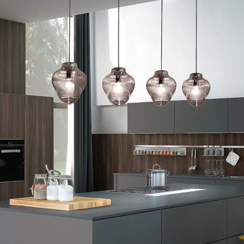 Lampe suspendue - BONNIE E CLYDE - Zafferano Srl - en métal peint / en verre / en tissu