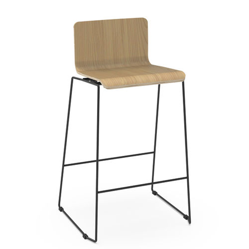 Tabouret contemporain - SBA - Nautilus SA - en cuir / en tissu / en hêtre
