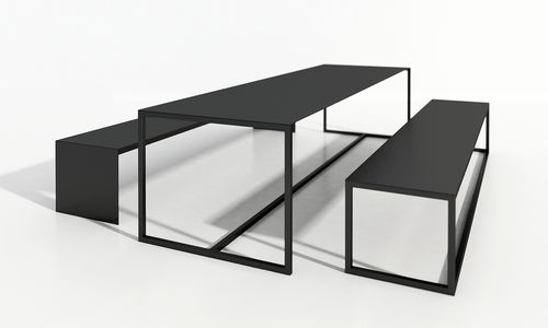 Ensemble table et bancs contemporain - SUPERMETAL - Iduna S.A. - en métal / de jardin / d'extérieur