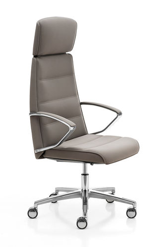 Fauteuil de direction contemporain - KLIVIA - KASTEL srl - en cuir / en aluminium poli / avec dossier haut