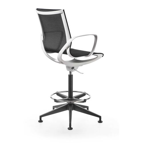 Tabouret de travail en résine tressée - KEY LINE - KASTEL srl - en polypropylène / pivotant / avec repose-pieds