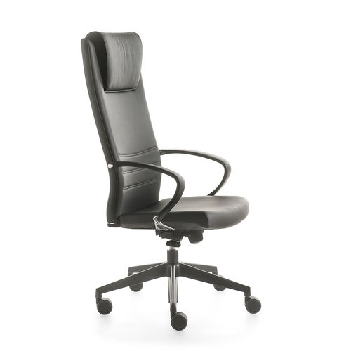 Fauteuil de direction contemporain - KING - KASTEL srl - en cuir / en acier / avec repose-tête