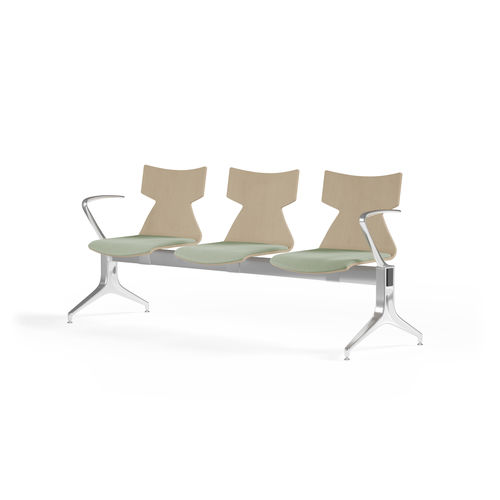 Sièges sur poutre en métal - KIMBOX WOOD BENCH - KASTEL srl - en tissu / en bois / 3 places