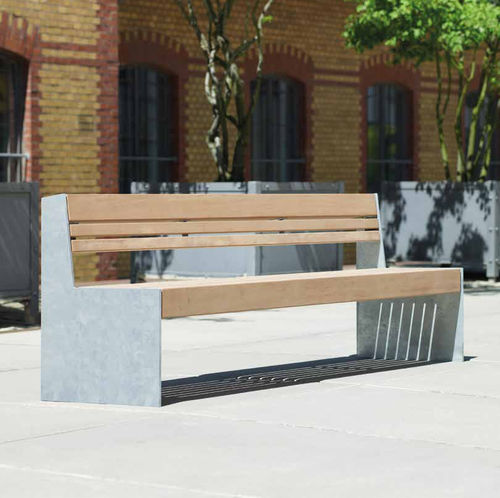 Banc public contemporain - Versio Genus - Gem. Westeifel Werke GmbH - en acier galvanisé / en bois de feuillus / avec dossier