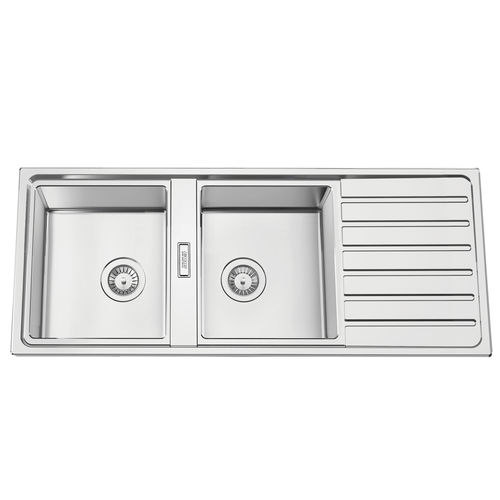 Évier 2 bacs - FUSION 120 - RODI HOME – kitchen sinks and accessories - avec égouttoir / en acier inoxydable poli / encastrable