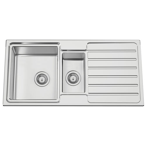Évier 2 bacs - FUSION 100 - RODI HOME – kitchen sinks and accessories - avec égouttoir / en acier inoxydable poli / encastrable