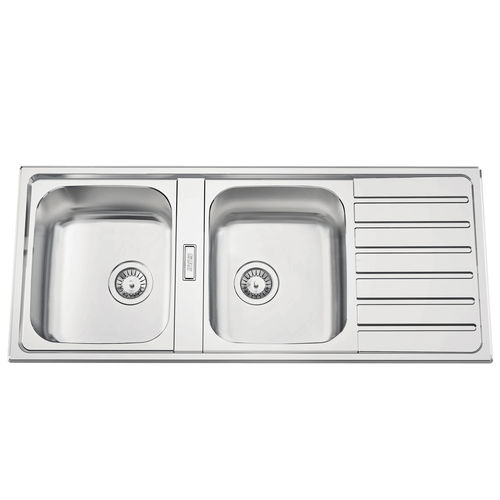 Évier 2 bacs - URBAN 116 - RODI HOME – kitchen sinks and accessories - avec égouttoir / en acier inoxydable poli / encastrable