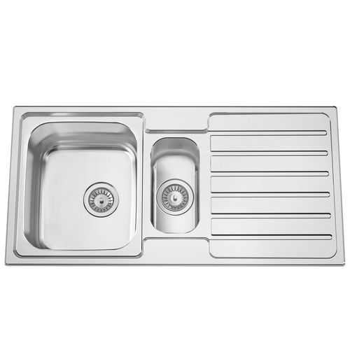 Évier 2 bacs - URBAN 100 - RODI HOME – kitchen sinks and accessories - avec égouttoir / en acier inoxydable poli / encastrable