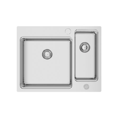 Évier 2 bacs - UNA REVERSE 65 - RODI HOME – kitchen sinks and accessories - avec égouttoir / en acier inoxydable poli / encastrable