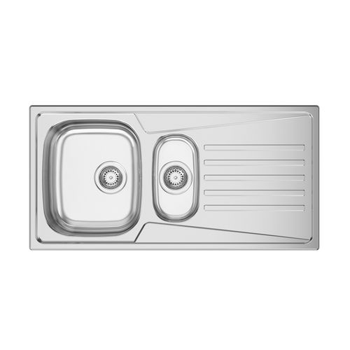 Évier 2 bacs - KERAN 100 - RODI HOME – kitchen sinks and accessories - avec égouttoir / en acier inoxydable poli / encastrable