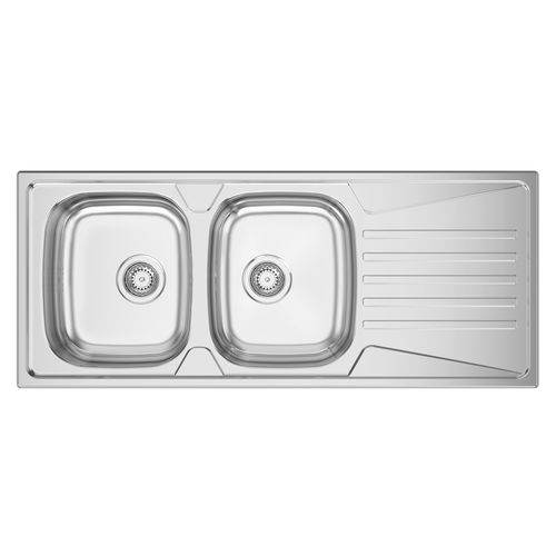 Évier 2 bacs - KERAN 120 - RODI HOME – kitchen sinks and accessories - avec égouttoir / en acier inoxydable poli / encastrable