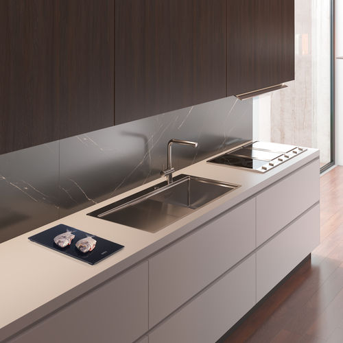 Évier 1 bac - XERON 105 - RODI HOME – kitchen sinks and accessories - avec égouttoir / en inox brossé / encastrable