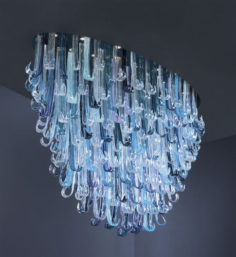 Lustre design original - FONTAIN OVAL - Serip - en verre / en bronze / professionnel
