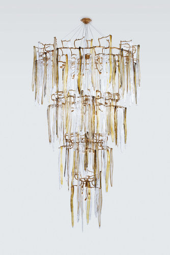 Lustre contemporain - CASCADE QUAD - Serip - en verre / en bronze / professionnel