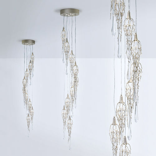 Lustre contemporain - ROUND CHIME S - Serip - en verre / en acier / 13 ampoules