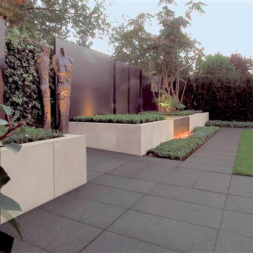 Mur de soutènement en pierre reconstituée - WALL-L® - QUARTZO DESIGN - modulaire / pour clôture de jardin