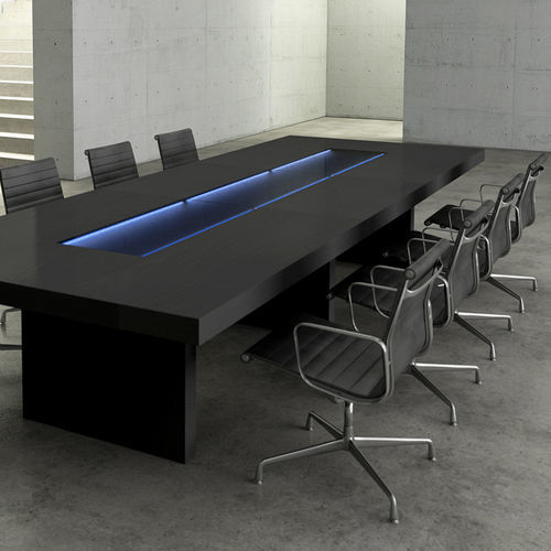 Table de conférence contemporaine - MODULOS - SOTUBO - bois / en verre / en cuir