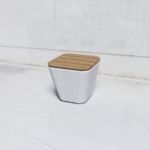 Tabouret design minimaliste - SMOOTH: 593.W - SIT Urban Design - en bois massif / avec piètement en béton / piètement central