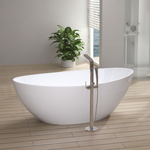 Baignoire ovale - EGG - RUBICER - à poser / en fonte minérale / blanche