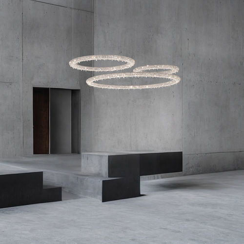 Suspension - COMET CIRCLE  - Manooi - en métal peint / en métal poli / en cristal