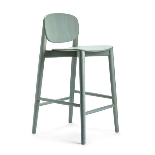 Tabouret de bar contemporain - HARMO - Infiniti - en bois massif / en contreplaqué / avec piètement en bois massif
