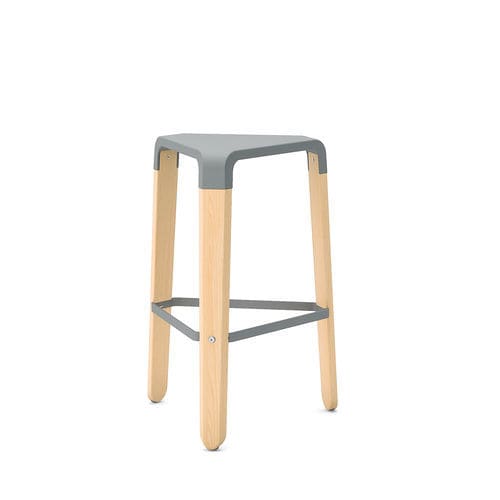 Tabouret contemporain - PICAPAU - Infiniti - en fibre de verre / en polypropylène / avec piètement en hêtre