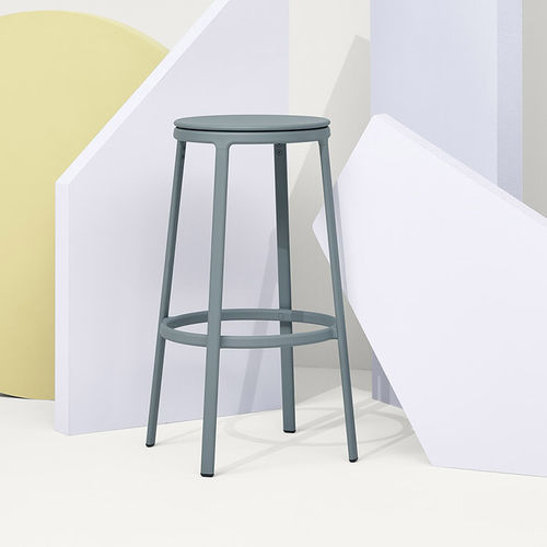 Tabouret contemporain - ROUND&amp;ROUND - Infiniti - en bois / en plastique recyclé / avec piètement en acier peint