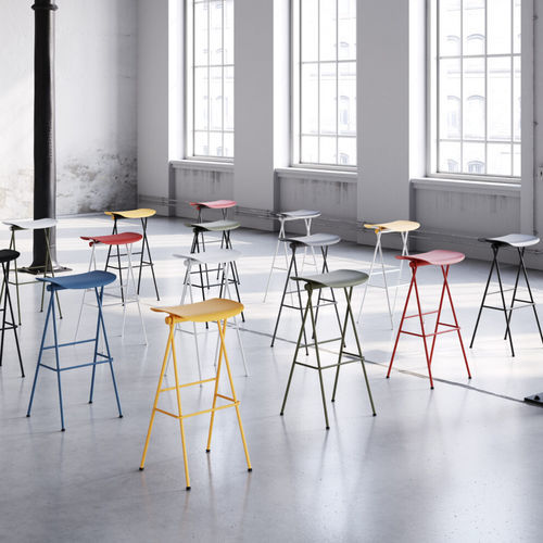 Tabouret de bar design minimaliste - FLIP - Infiniti - en polypropylène / avec piètement en acier / 4 pieds