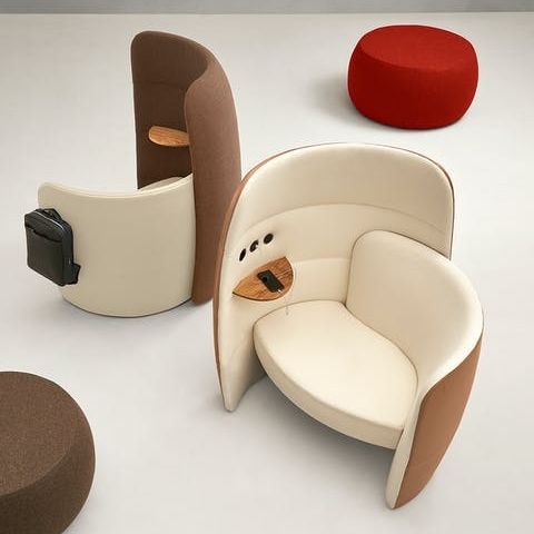 Fauteuil contemporain - ONLY JU - Quinti. - en tissu / avec dossier haut / à tablette